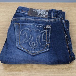 MEK Denim Jeans Buckle Darthan Straight 26 (28 X 30) Women's Dark Wash Hemmed